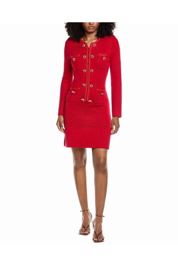 womens  Knit Mini Dress, m, Red