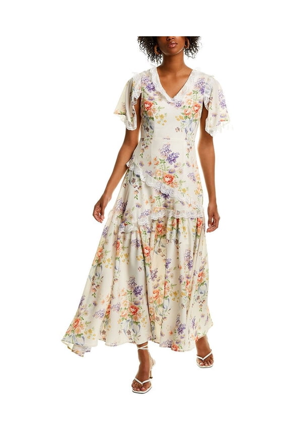 womens  Lacy Maxi Dress, s, Beige