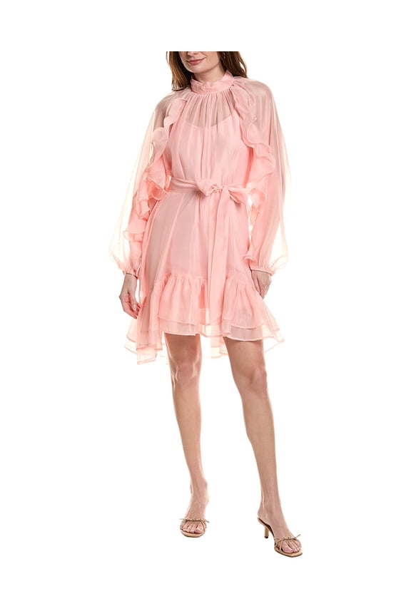 womens Long Sleeve Mini Dress, l, Pink