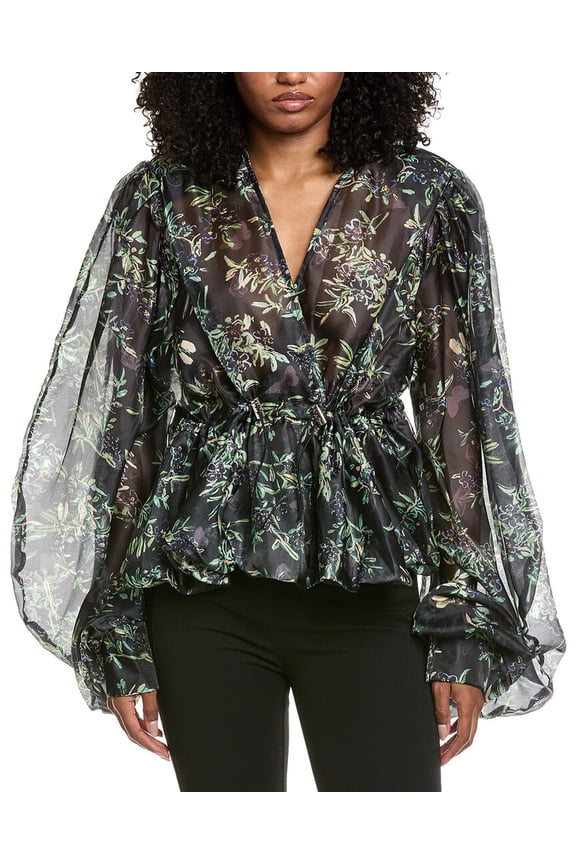 womens Printed Blouse, O/S, Black