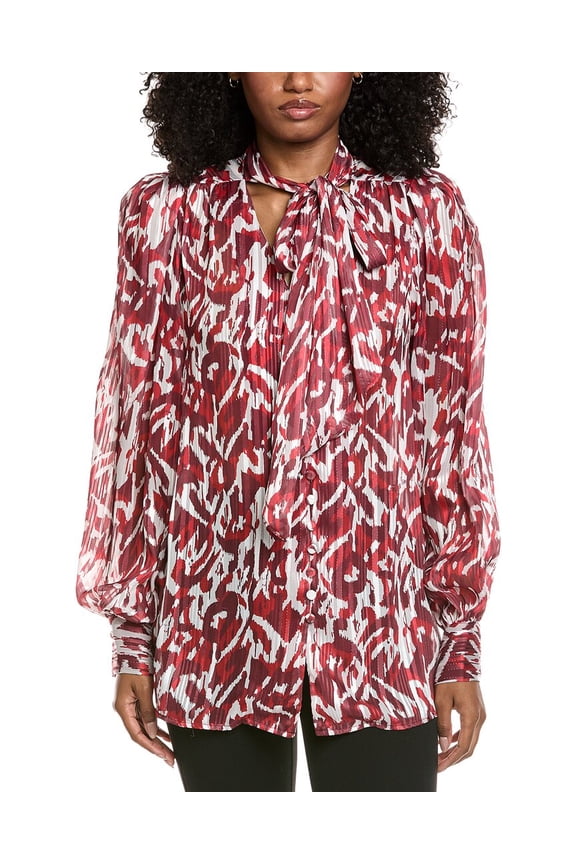 womens  Printed Blouse, s, Red