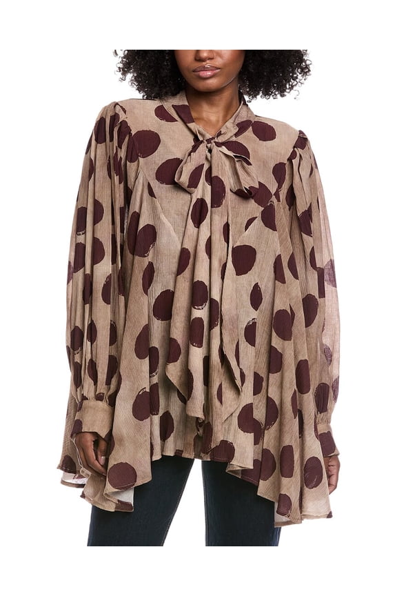 womens  Printed Top, O/S, Brown