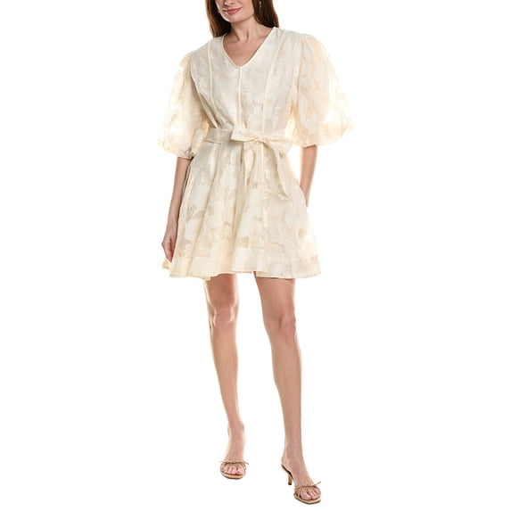 Beulah womens Short Sleeve Mini Dress, l, Ivory