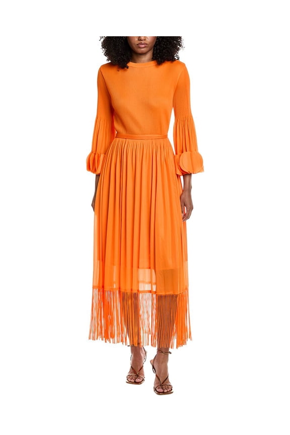 womens Solid Maxi Dress, O/S, Orange