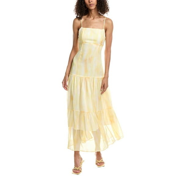 Beulah womens  Spaghetti Strap Maxi Dress, L, Yellow
