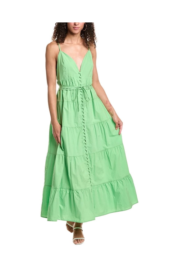 womens  Tiered Maxi Dress, l, Green