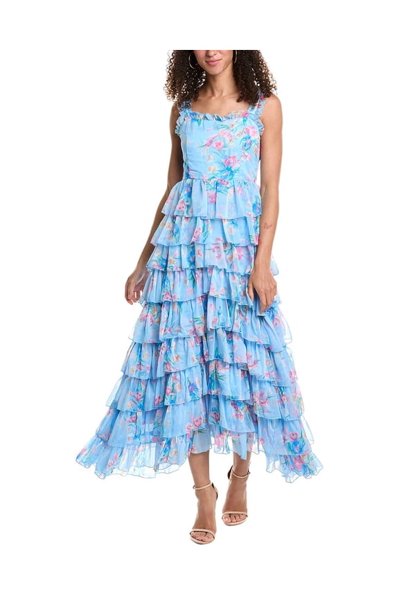 womens  Tiered Maxi Dress, m, Blue