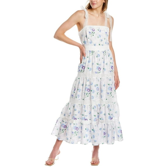 Beulah womens  Tiered Midi Dress, m, Blue