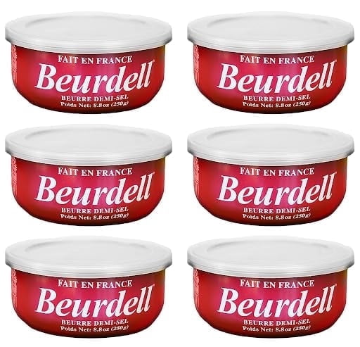 Beurdell French Salted Real Canned Butter 100% Natural Pasteurized Butter A real butter from France | Great For Hurricane Preparedness Emergency Survival Kit Great For Cooking, Baking Pack of 6