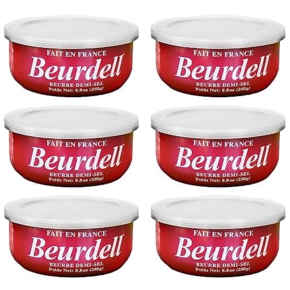 Beurdell French Salted Real Canned Butter 100% Natural Pasteurized Butter A real butter from France | Great For Hurricane Preparedness Emergency Survival Kit Great For Cooking, Baking Pack of 6