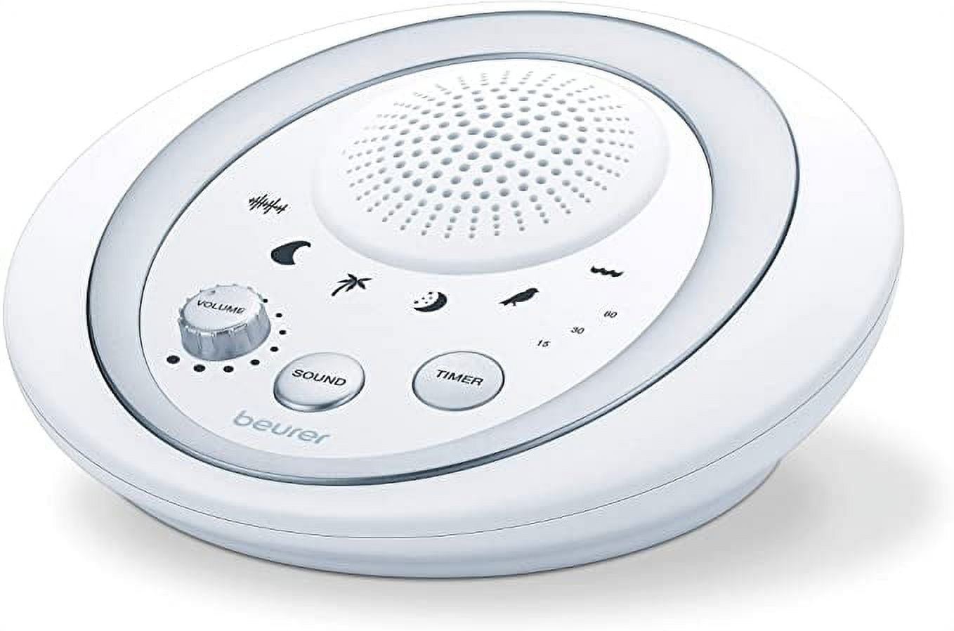 Beurer Sound Asleep White Noise Machine for Home, Office, Baby Non-Looping Soothing for Relaxation & Portable Travel with Natural Sound Choices & Noise Cancelli