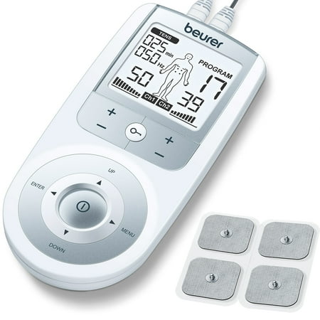 Beurer TENS Unit Muscle Stimulator for Pain Relief - TENS Machine with Adjustable Intensity Levels - Electronic Muscle Stimulator with TENS Unit Pads, EM44