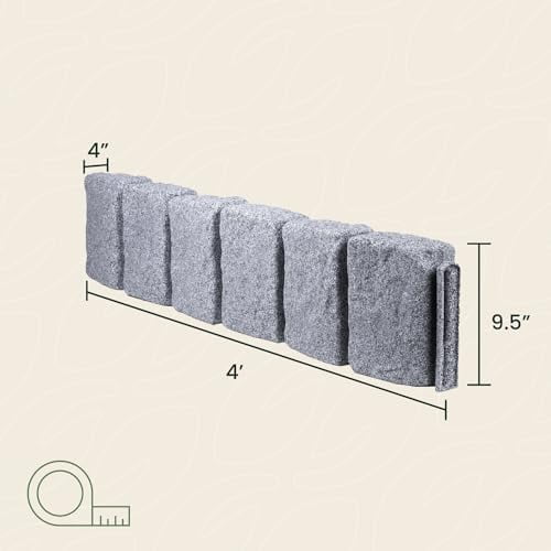 Beuta Sandstone BlockXL Garden Edging - 9.5 Inches Tall, Weedwacker Safe, Natural Stone Appearance, Fade, Rust, and Corrosion Resistant, Includes Three Anchoring Spikes. Easy Insta