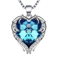 thumbnail image 1 of Beutirer Love Heart Necklaces for Women 18K White Gold Plated, Heart Crystal Pendant Necklace, Stainless Steel Chain and Angel Wings Pendants, Birthday Mother's Day Valentines Day Gifts for Women, 1 of 6