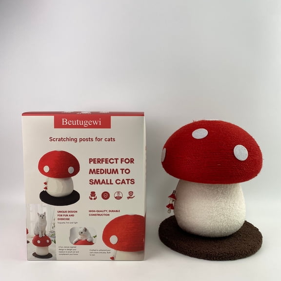 Beutugewi Scratching posts for cats,Mushroom Cat Scratching Post - Unique Design, Sisal-Wrapped, Ideal for Medium and Small Cats, No Assembly Required
