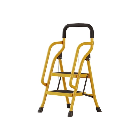 Beuway 2 Step Ladder with Handrails,38.97" Foldable Step Stool for Adults(Yellow)