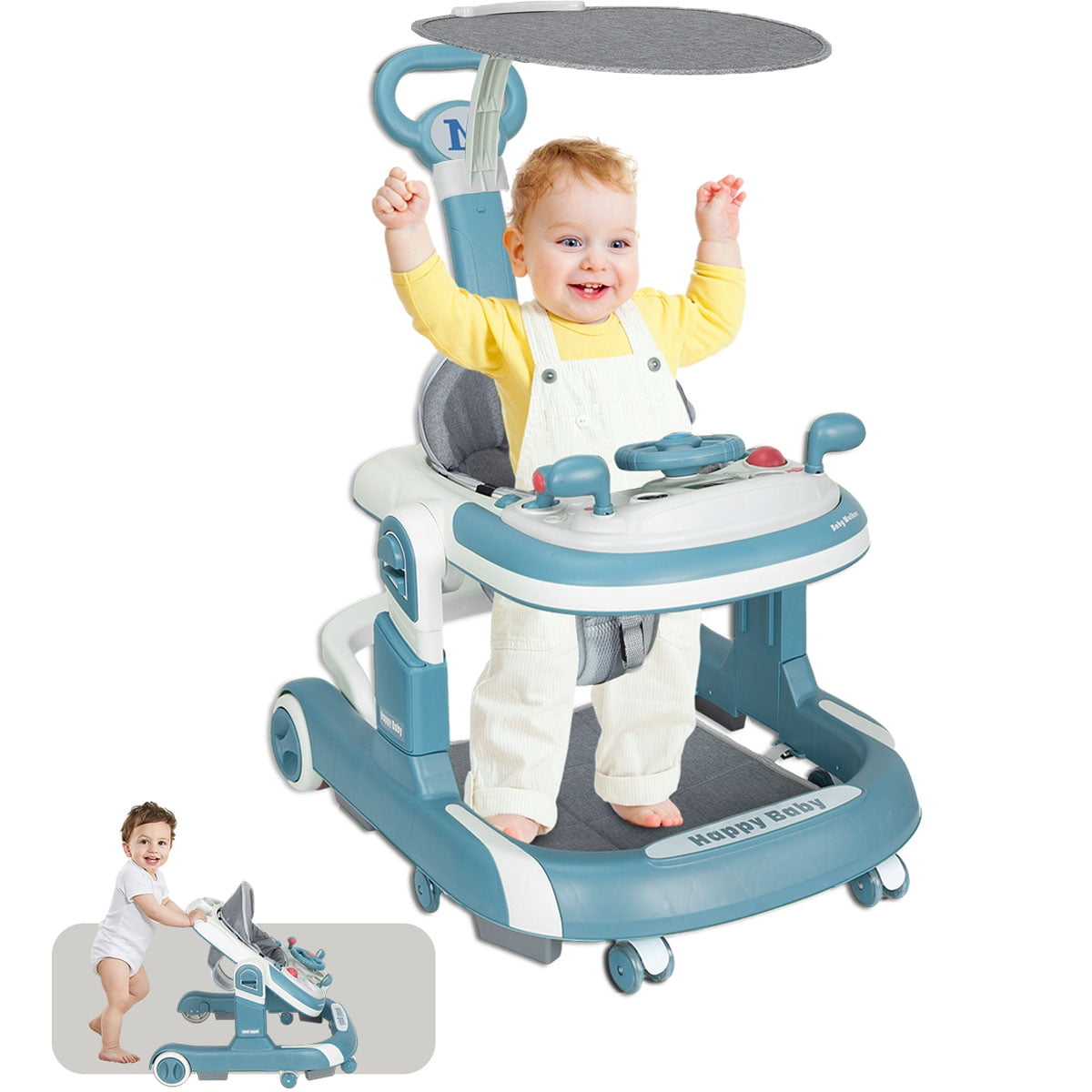 Beuway Baby Walkers for Boys Girls, Baby Walker with Foot Pads/Handles