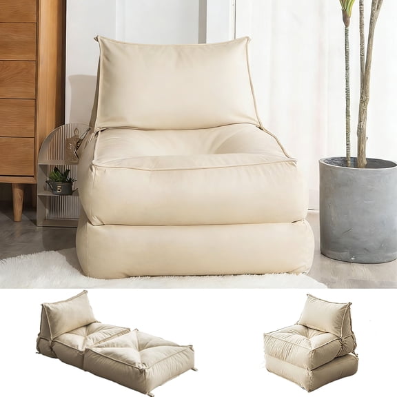 Beuway 3-in-1 Folding Sofa Bed with Headrest,Convertible Sleeper Chairs for Living Room,No Assembly(Beige,Single)