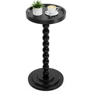 Beuway Round Side Table with Raised-Edge Tabletop, Modern Coffee End Table, Bedside Nightstand, Table for Small Spaces with Tool-Free Assembly13.7 in, Black