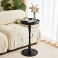 thumbnail image 1 of Beuway Small Round Side Table with Raised-Edge Tabletop,Modern Coffee End Table with Soild Wood Leg(Black), 1 of 7