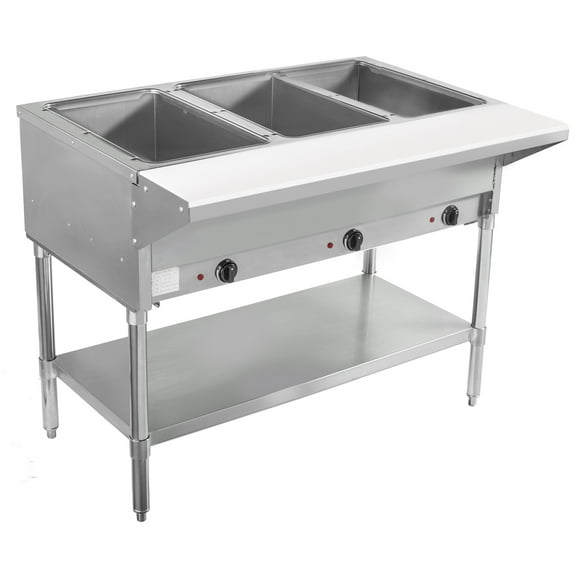 BevLes 3 Well Electric Steam Table, 120V, in Silver (BVST-3-120)