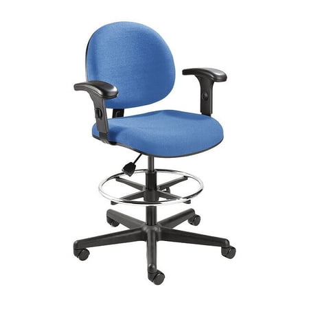 Drafting Chair Drafting Chair, Adjustable Arms, 24" to 34" Height, Fabric, Royal Blue