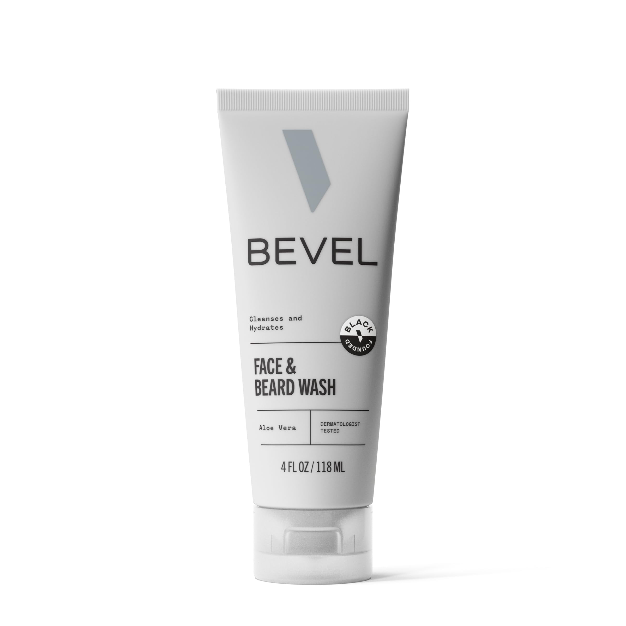 Bevel Face & Beard Wash with Witch Hazel and Aloe Vera to Cleanse, Hydrate and Brighten Skin, 4 Fl Oz C14
