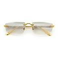 thumbnail image 1 of Bevel Lens Rimless Hustler Retro Gangster Rapper Rectangle Luxury Sunglasses Gold - Clear Mirror, 1 of 8