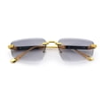 thumbnail image 1 of Bevel Lens Rimless Hustler Retro Gangster Rapper Rectangle Luxury Sunglasses Gold - Smoke, 1 of 8