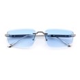 thumbnail image 1 of Bevel Lens Rimless Hustler Retro Gangster Rapper Rectangle Luxury Sunglasses Silver - Blue, 1 of 8