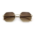 thumbnail image 1 of Bevel Octagonal Gangster Rimless Jaguar Head Hinge Showy Sunglasses Gold - Brown, 1 of 7