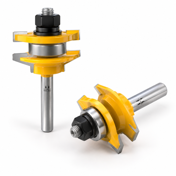 Bevel - Up to 7/8" Stock - 1/4" Shank Rail and Stile Router Bits Set for Woodworking