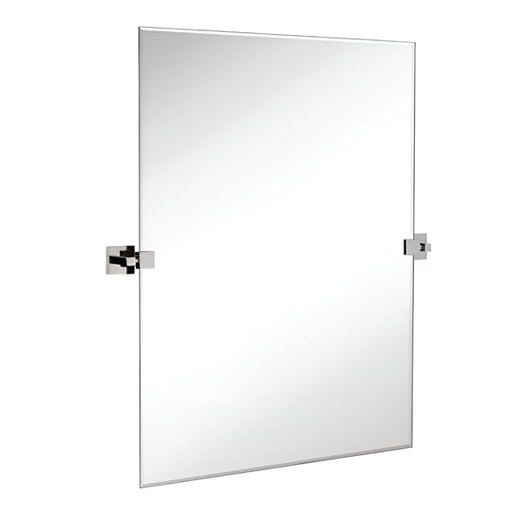 Beveled Bathroom Mirror - 30 x 40 Inch Adjustable Pivot Corner Mirror for Bathrooms - Rectangular Vanity with Square Tilt Brackets - Polished Chrome