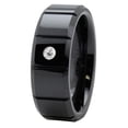 thumbnail image 1 of Beveled Black Ceramic Ring with CZ - Size 13, 1 of 1