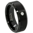 thumbnail image 1 of Beveled Black Tungsten Carbide Wedding Band with 0.07ctw Diamond - Brushed Comfort Fit Tungsten Anniversary Ring -#223WDs10, 1 of 3