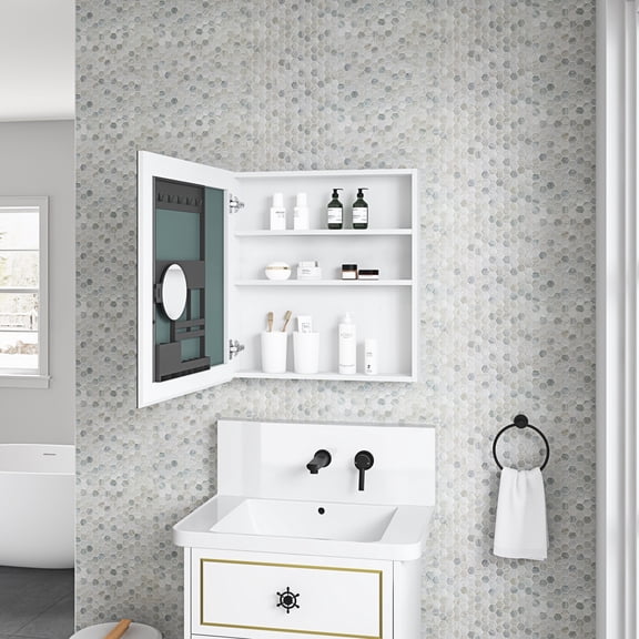 Beveled Edge, 24'' Wide Medicine Cabinet | Bathroom Storage and Display | Clear Reflection, Soft-Closing Feature