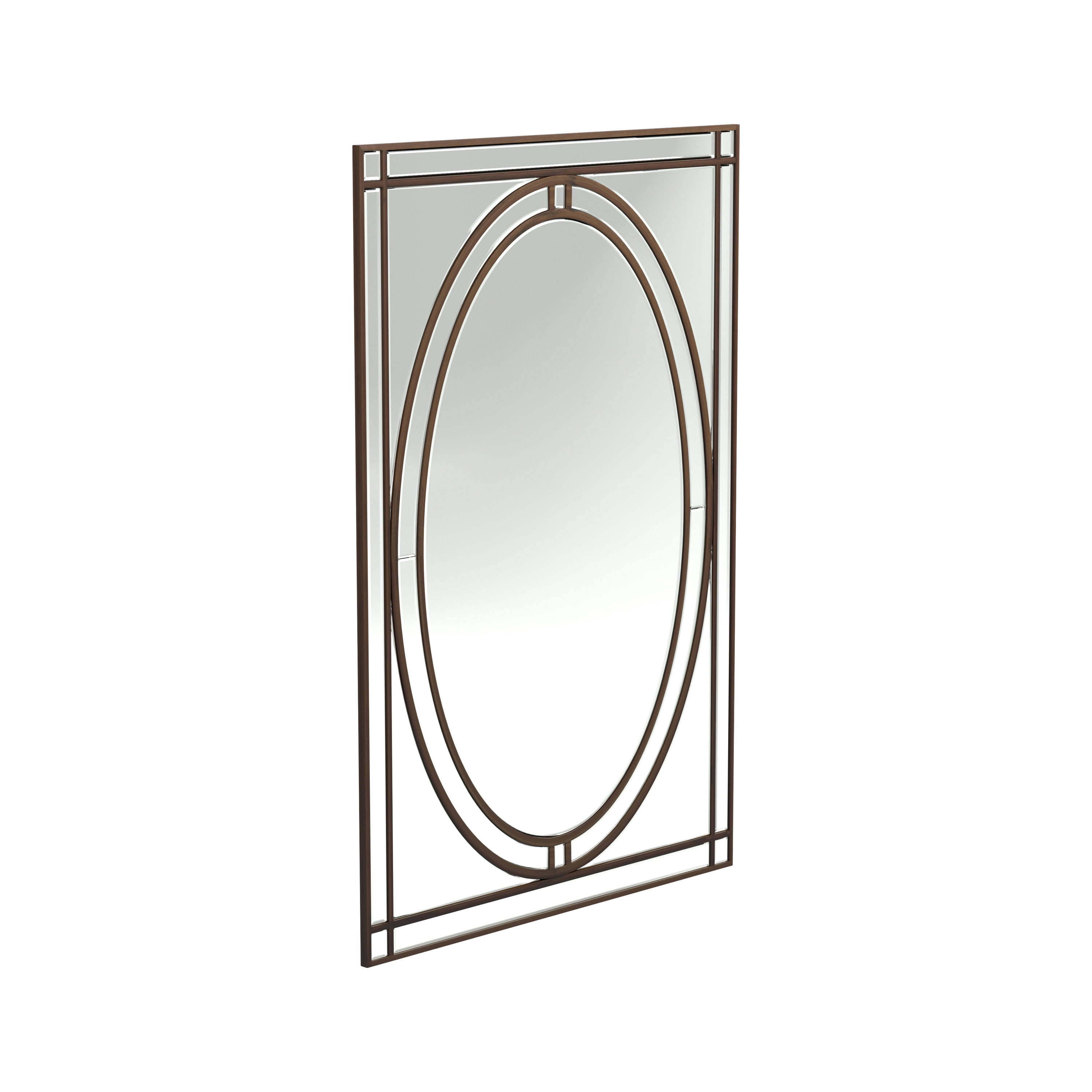 Transitional Rectangular Silver and Gold Wood Wall Mirror