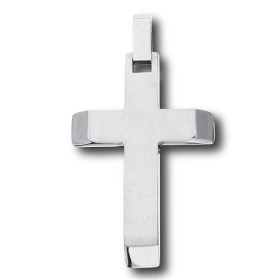 Beveled Ends High Polish Cross Pendant Heavy Wide Charm Gray Jewelry Female Unisex
