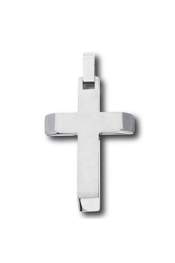 Beveled Ends High Polish Cross Pendant Heavy Wide Charm Gray Jewelry Female Unisex