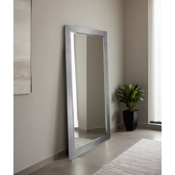 Rayne Beveled Full Length Wall Mirror 65.5"x32" Floor Mirror Matte Silver