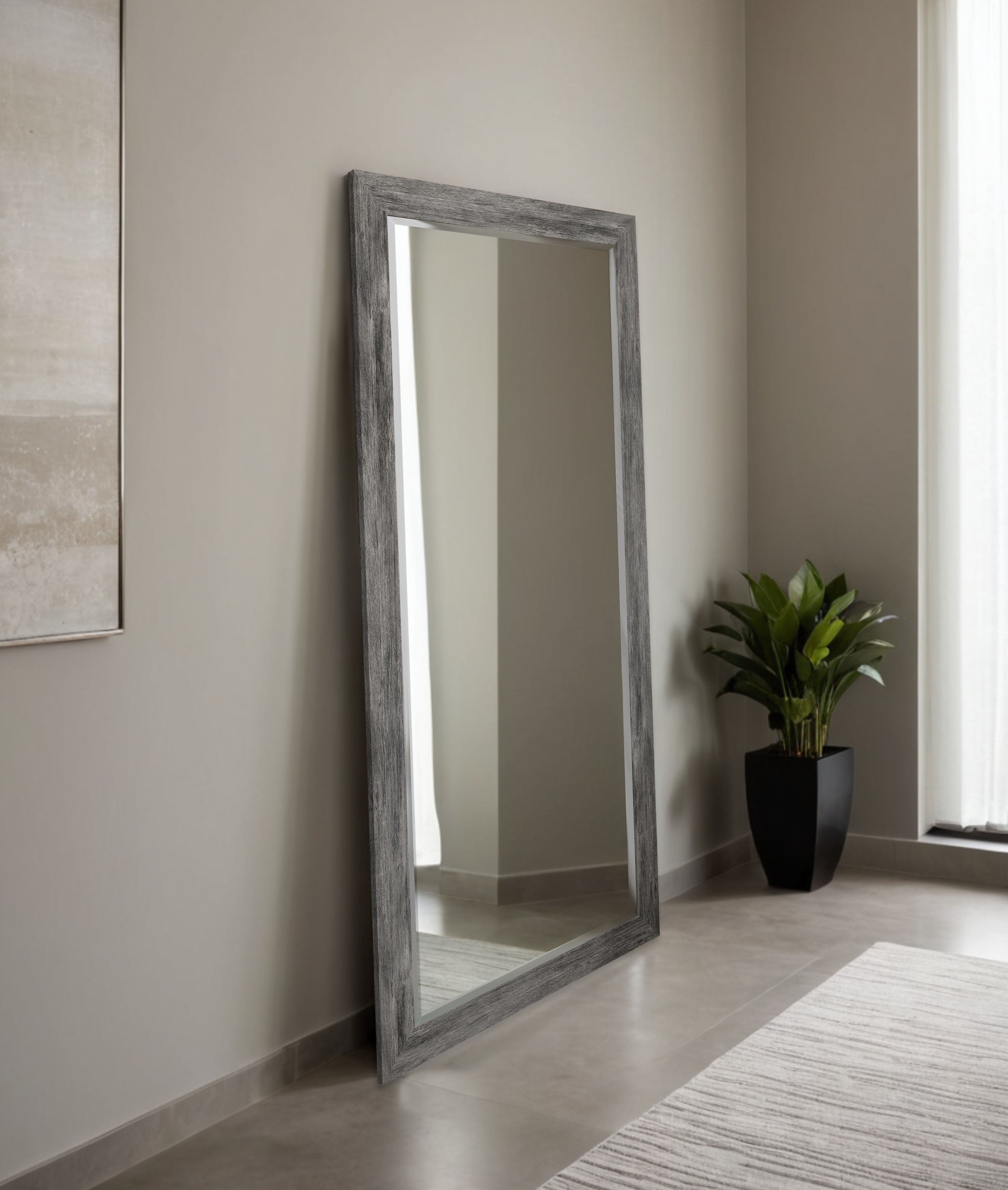 Rayne Beveled Full Length Wall Mirror 65.5"x32" Floor Mirror Gray