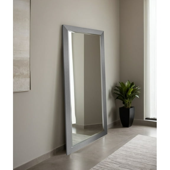 Rayne Beveled Full Length Wall Mirror 65.5"x32" Floor Mirror Silver Tungsten