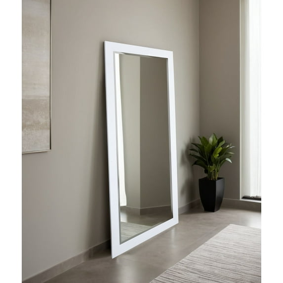 Rayne Beveled Full Length Wall Mirror 65.5"x32" Floor Mirror Gloss White