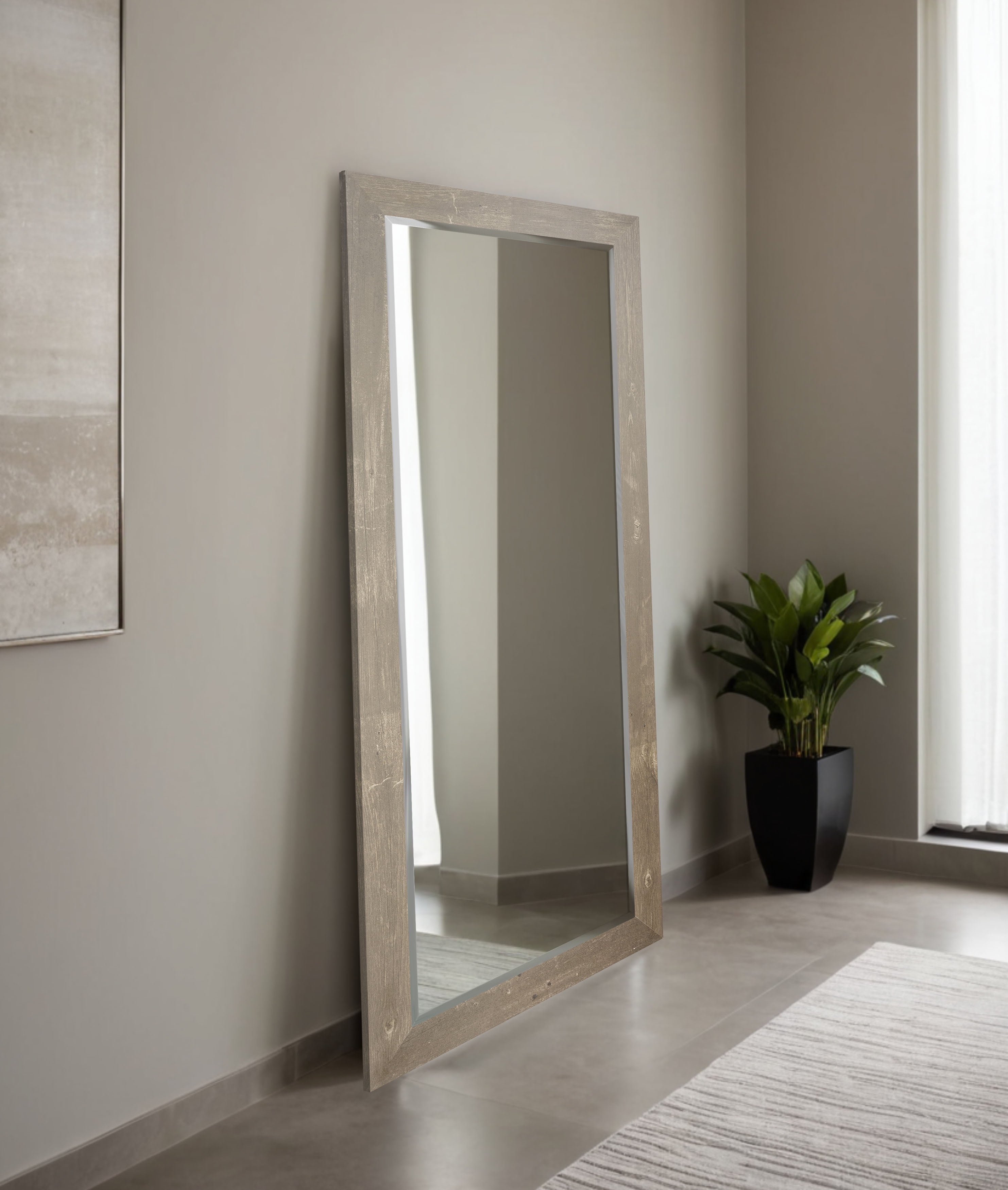 Rayne Beveled Full Length Wall Mirror 65.5"x32" Floor Mirror Harvest Brown