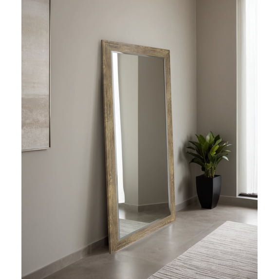 Rayne Beveled Full Length Wall Mirror 65.5"x32" Floor Mirror Brown