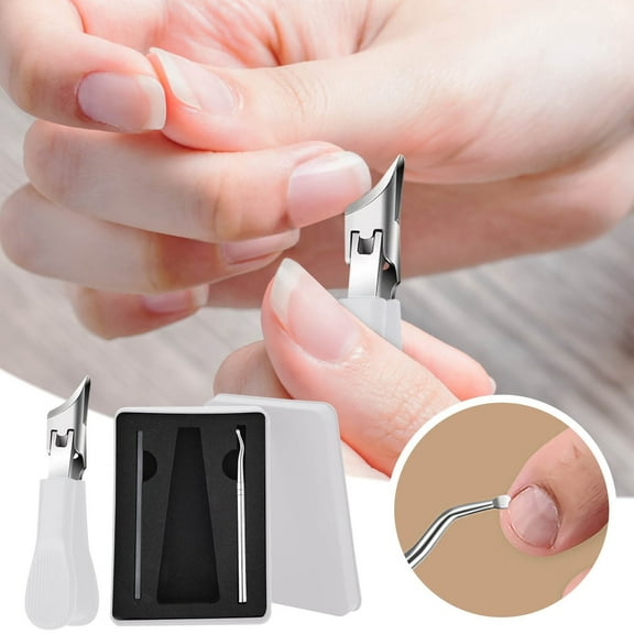 Beveled Nail Clippers Set of 3 for Thick & Brittle Nails | Senior Toenail Clippers with Non-Slip Handles & Curved Blades | Includes Glass Nail File for Smooth Edges & Preventing Splitting