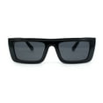 thumbnail image 1 of Beveled Squared Rectangle 2-tone Mod Plastic Sunglasses All Black, 1 of 4