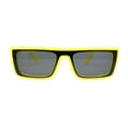 thumbnail image 1 of Beveled Squared Rectangle 2-tone Mod Plastic Sunglasses Yellow Black - Black, 1 of 1