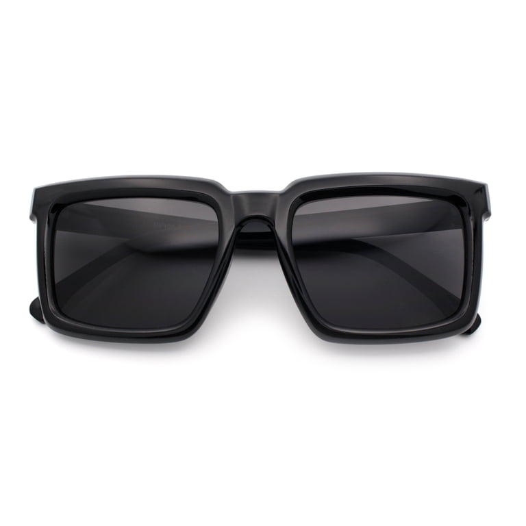 Beveled Thick Plastic Retro Horn Rim Rectangle Sunglasses  display picture 2