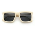 thumbnail image 1 of Beveled Thick Plastic Retro Horn Rim Rectangle Sunglasses Ivory - Black, 1 of 8